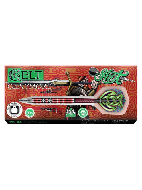 DARTS SZETT SHOT STEEL, CELT CLAYMORE, 23G, 90% WOLFRAM