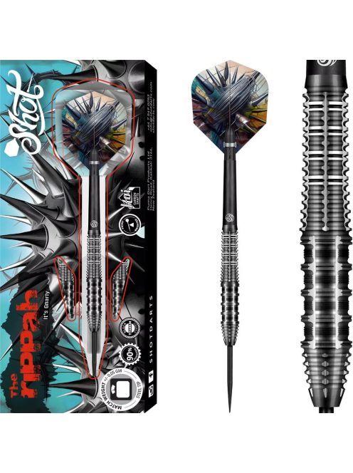 Darts szett steel, Shot Gnarly Rippah 22g, 90%