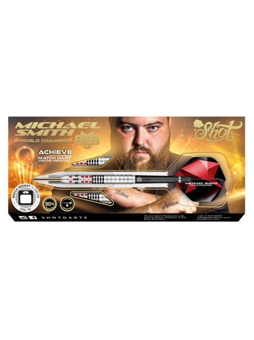 DARTS SZETT STEEL SHOT MICHAEL SMITH ACHIEVE 22G, 90% WOLFRAM