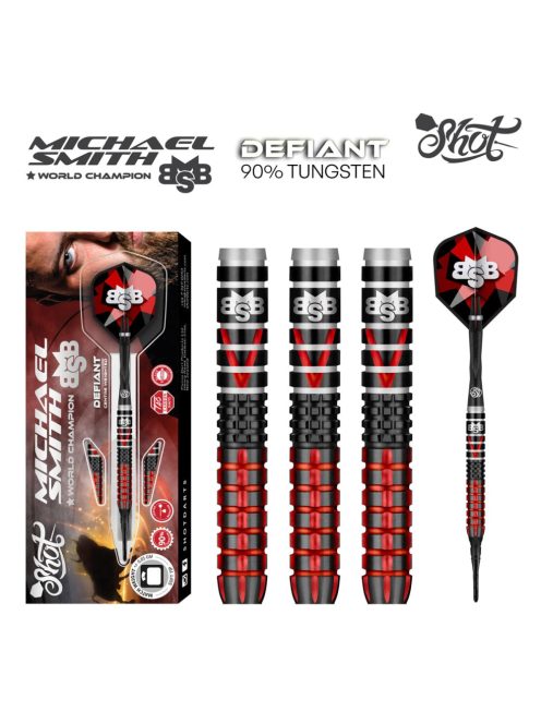 DARTS SET SOFT SHOT MICHAEL SMITH DEFIANT 18G, 90% WOLFRAM