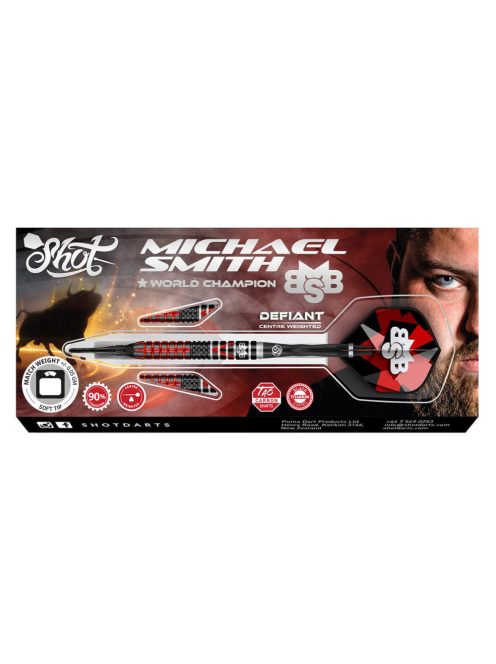 DARTS SET SOFT SHOT MICHAEL SMITH DEFIANT 18G, 90% WOLFRAM