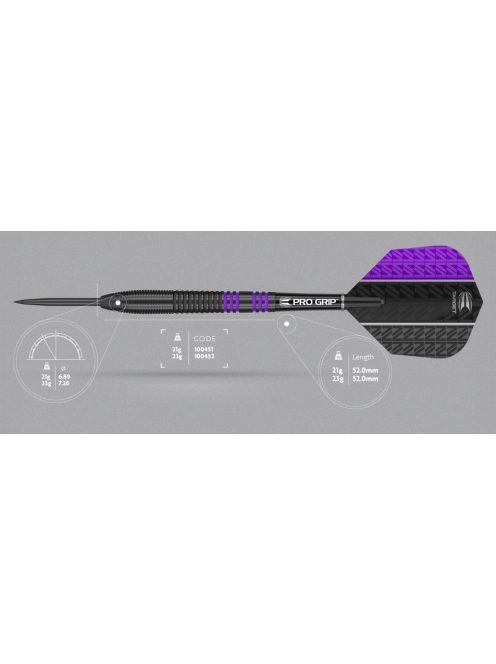 Darts szett TARGET steel 21g VAPOR8 BLACK lila 80%