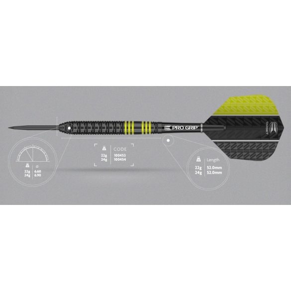 Darts szett TARGET steel 22g VAPOR8 BLACK sárga 80%