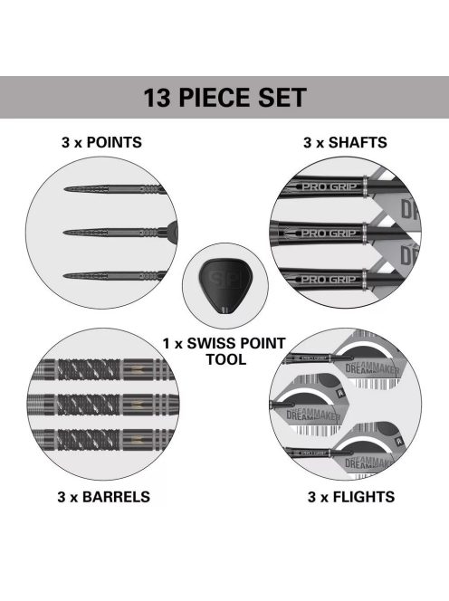 Dart szett steel Swiss Point Target Dimitri Van Den Bergh Echo, 23g, 90% wolfram