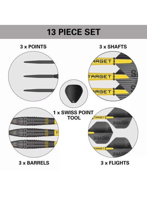 Dart szett steel Swiss point Target Scott Williams Black 23g, 90% wolfram