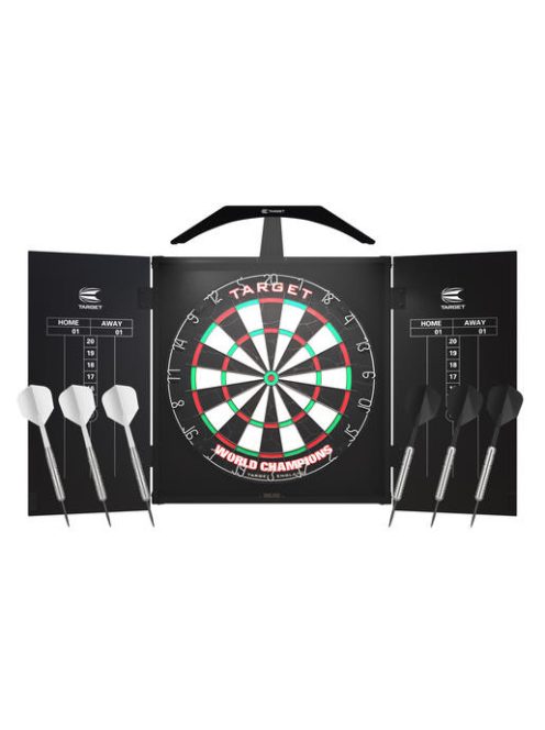 Komplett dart csomag ARC, Target, tábla, kabinet, világítás, 2 szett nyíl