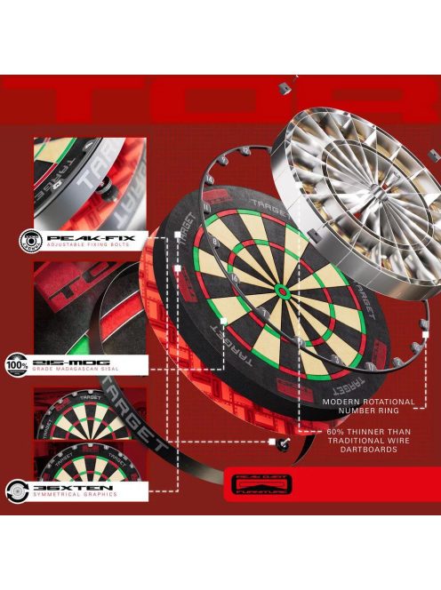 Darts tábla TARGET TOR, élezett dróttal, verseny minőségű, sisalból