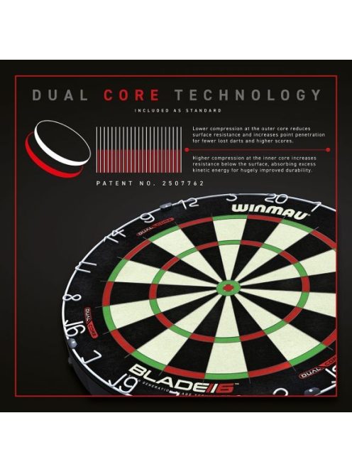 Winmau darts tábla, Blade 6 Dual Core, sisal  