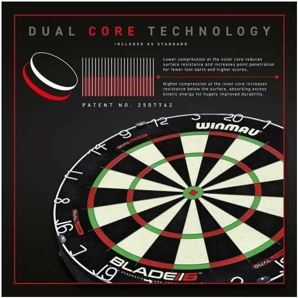 Winmau darts tábla, Blade 6 Dual Core, sisal  