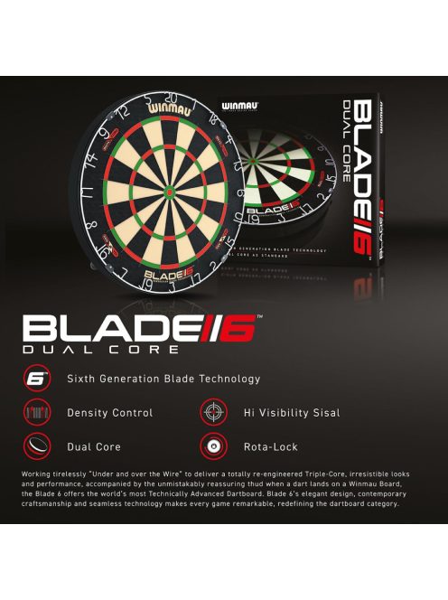 Winmau darts tábla, Blade 6 Dual Core, sisal  