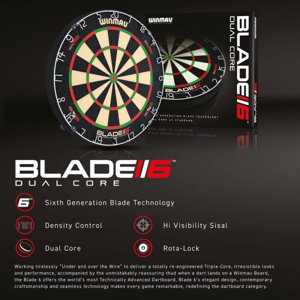 Winmau darts tábla, Blade 6 Dual Core, sisal  