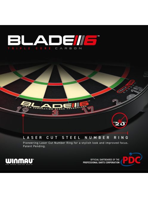 Winmau darts tábla,  Blade 6 Triple Core PDC,  sisal