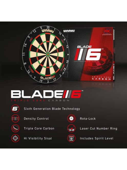 Winmau darts tábla,  Blade 6 Triple Core PDC,  sisal