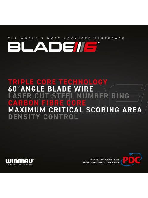 Winmau darts tábla,  Blade 6 Triple Core PDC,  sisal