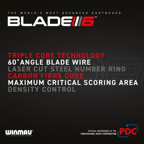 Winmau darts tábla,  Blade 6 Triple Core PDC,  sisal