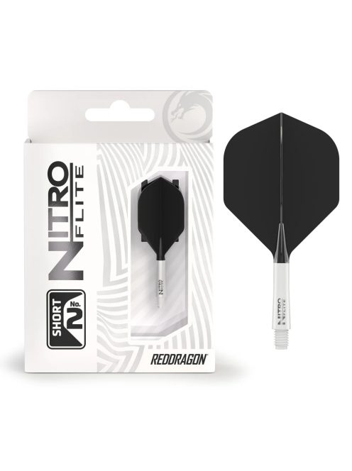  Darts toll és szár egyben Red Dragon Nitro Flite fekete-fehér,  standard toll és rövid szár