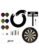 XQMAX komplett dart csomag Tournament black  (tábla, fekete falvédő, felírótábla + kellékek)