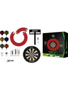 XQMAX komplett dart csomag Tournament red (tábla, piros falvédő, felírótábla + kellékek)